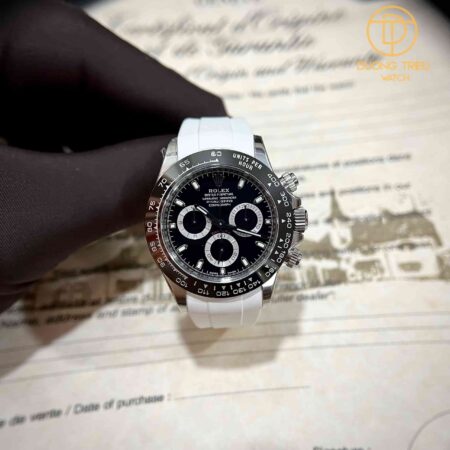 Đồng hồ Rolex Daytona Chronograph Mặt Số Đen Dây Rubber B 40mm Replica
