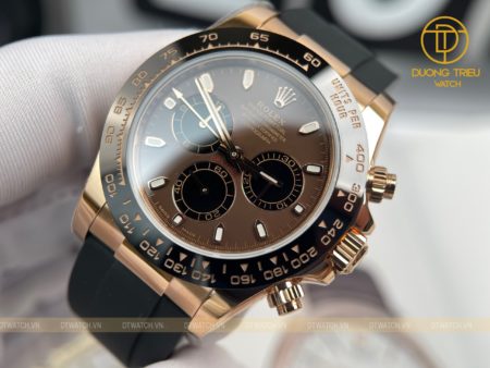 Đồng hồ Rolex Daytona Chronograph Mặt Số Rose Gold Dây Rubber B 40mm Replica