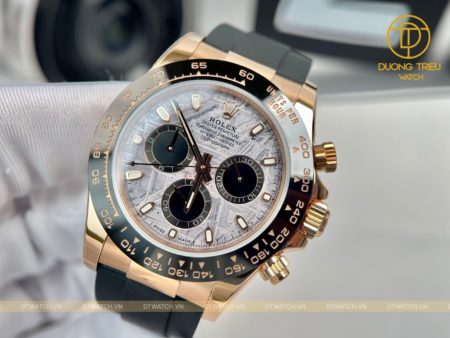 Đồng hồ Rolex Daytona Chronograph Vỏ Rose Gold Mặt Số Thiên Thạch Dây Rubber B 40mm Replica
