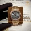 Đồng hồ Patek Philippe Nautilus 5711 Rose Gold Baguette Diamonds Benzel Mặt Số Xám 40mm Replica
