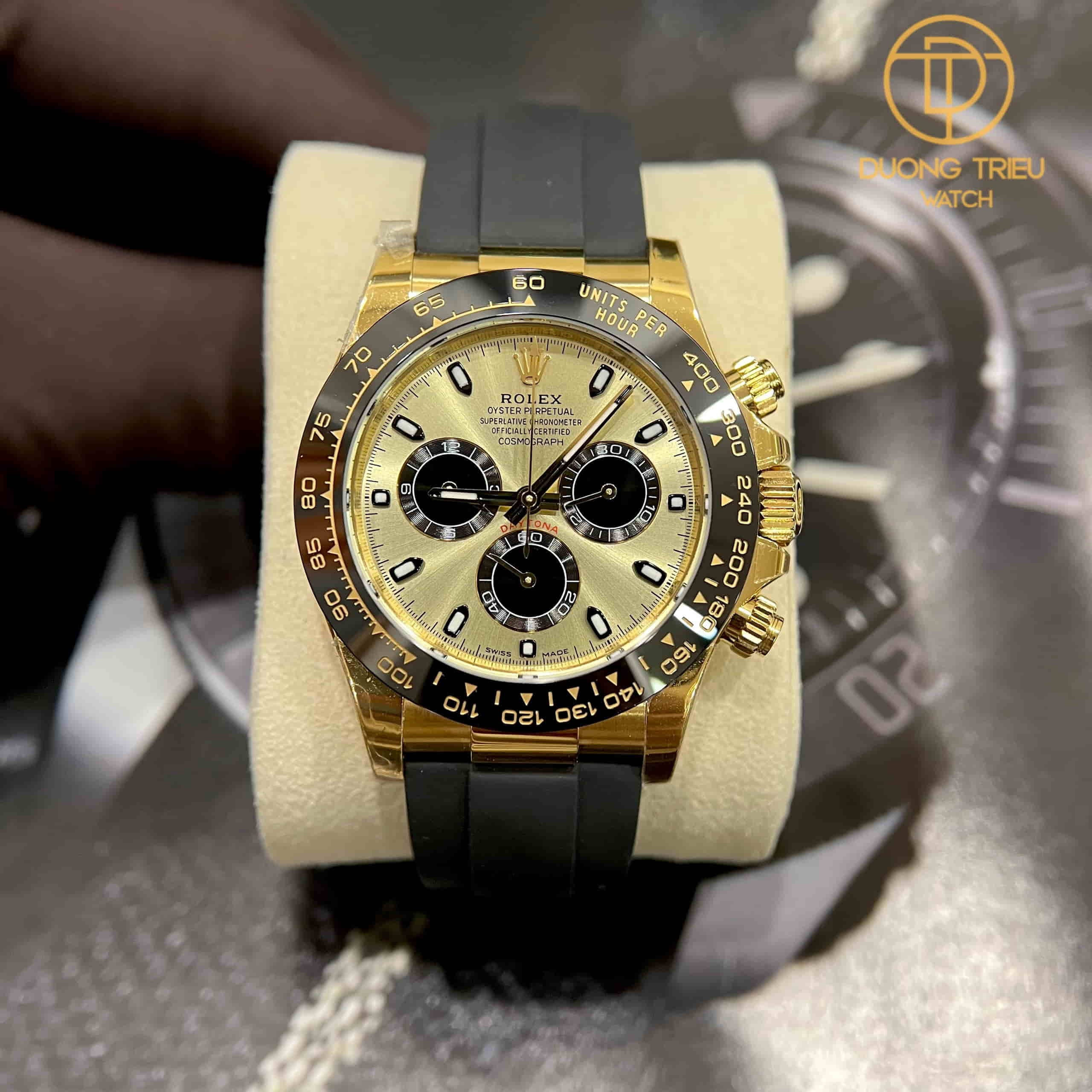 Đồng Hồ Rolex daytona 116518LN 40mm Chronograph 4130 Replica Mặt Vàng