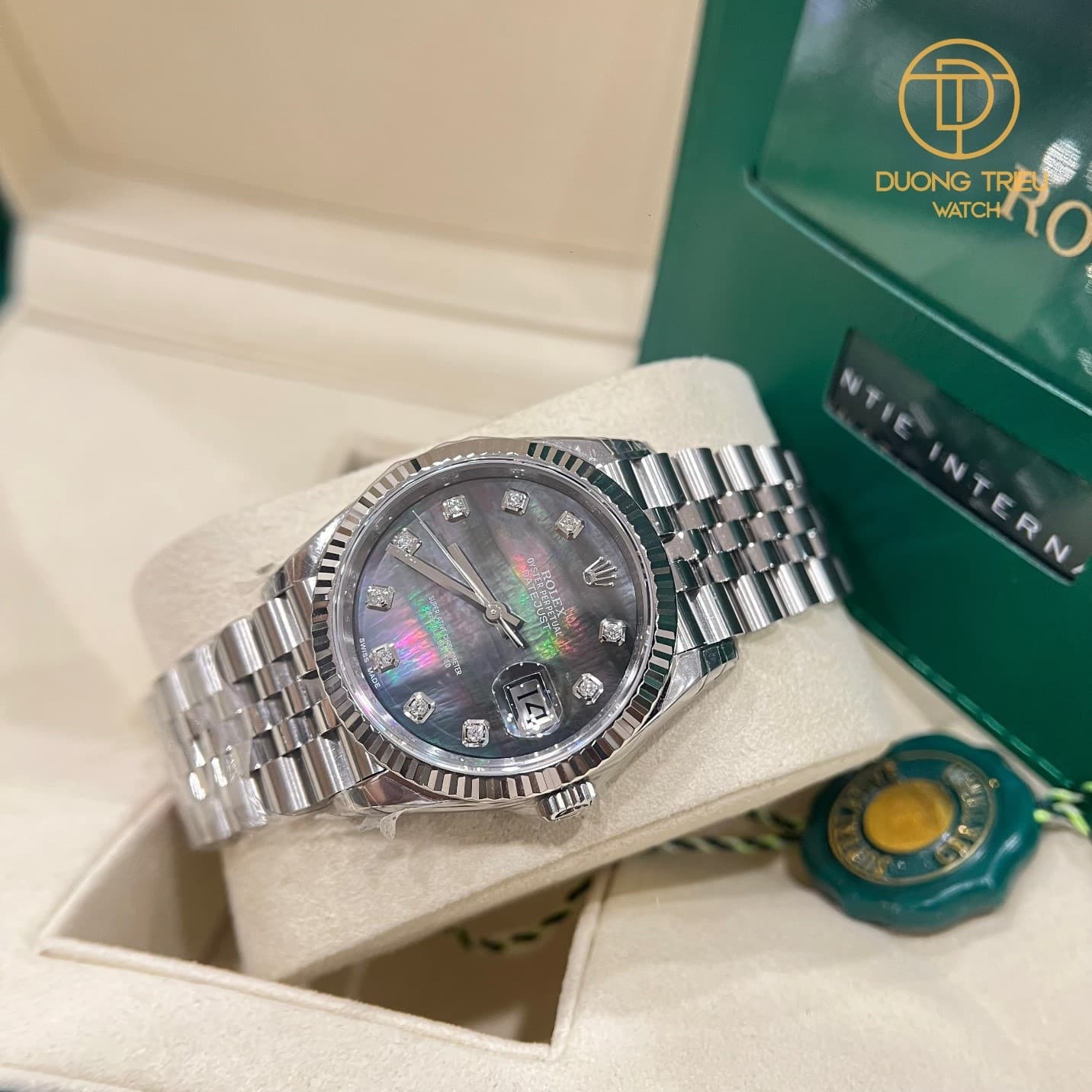 Giới thiệu về mặt số chế tác Mother Of Pearl Xà Cừ đính trên mặt số đồng hồ Rolex Datejust độc quyền Dương Triều Luxury