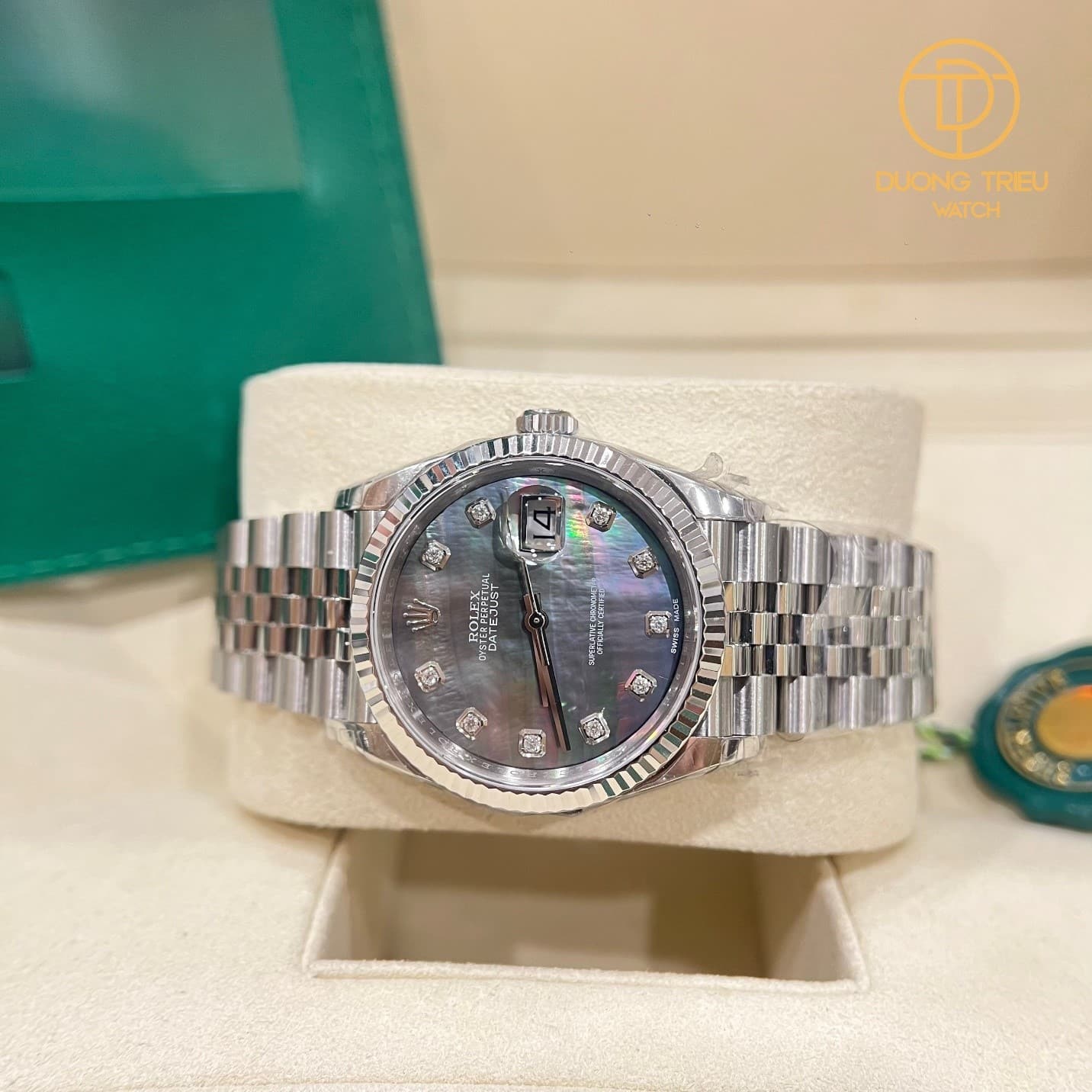 Giới thiệu về mặt số chế tác Mother Of Pearl Xà Cừ đính trên mặt số đồng hồ Rolex Datejust độc quyền Dương Triều Luxury