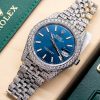 Đồng Hồ Rolex Datejust 41mm 126334 Dial Blue Cọc Số Dạ Quang Chế Tác Nạm Full Kim Moissanite