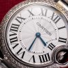 Đồng Hồ Cartier Ballon Bleu 36mm Nạm Viền Kim Moissanite Custom Top Quality 1:1 New 2023