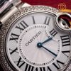 Đồng Hồ Cartier Ballon Bleu 36mm Nạm Viền Kim Moissanite Custom Top Quality 1:1 New 2023