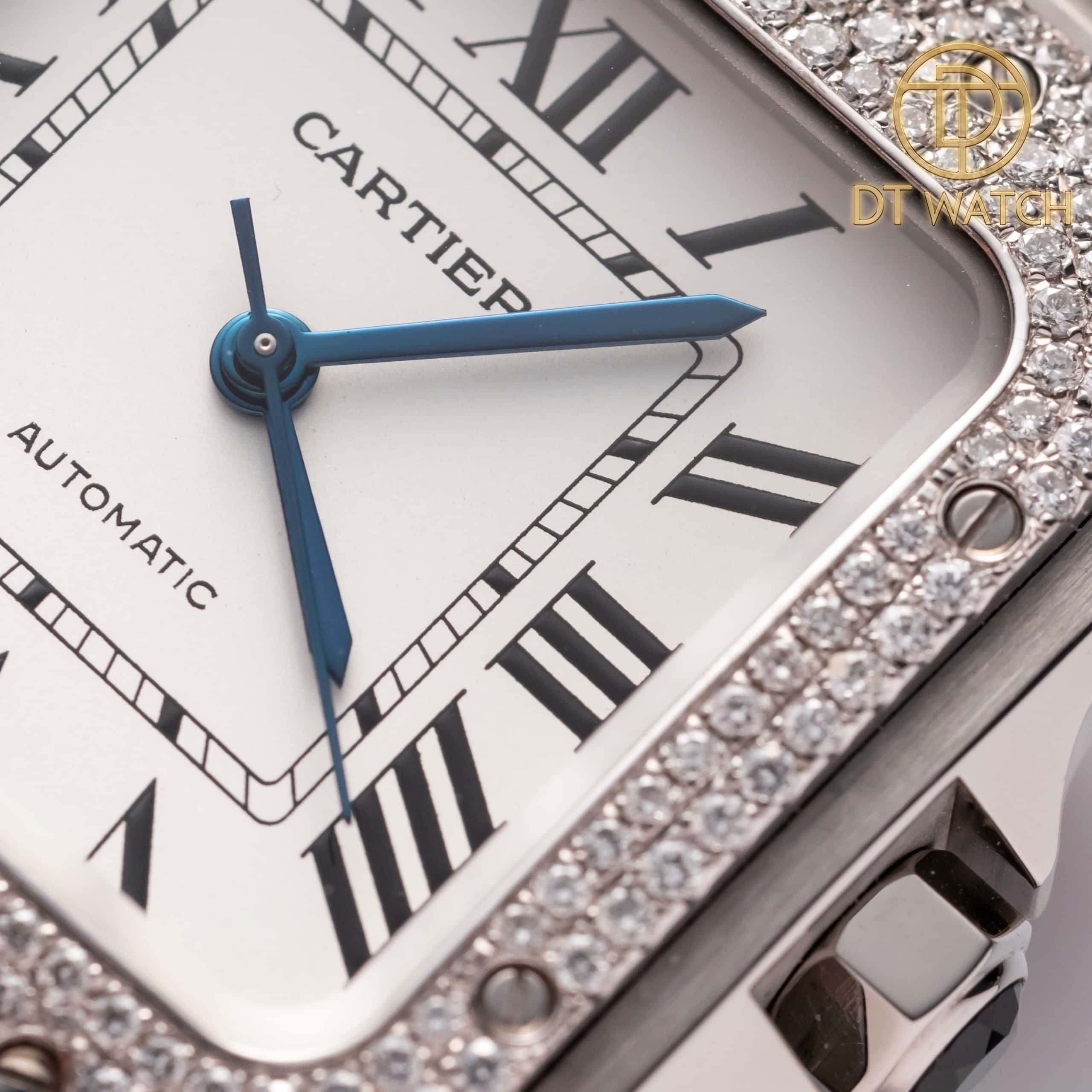 Đồng Hồ Cartier Santos 35.6mm Viền Nạm Kim Cương Thiên Nhiên Top Quality 1:1 New 2023 14 Cartier Santos 35.6mm Viền Nạm Kim Cương Thiên Nhiên Top Quality 1:1 New 2023
