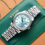 Đồng Hồ Rolex Day-Date 228396 40mm Mặt Số Xanh Băng Cọc Số Đá Baguet